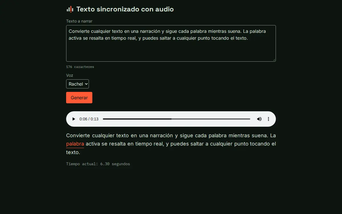 Audio Sync — Texto sincronizado con audio